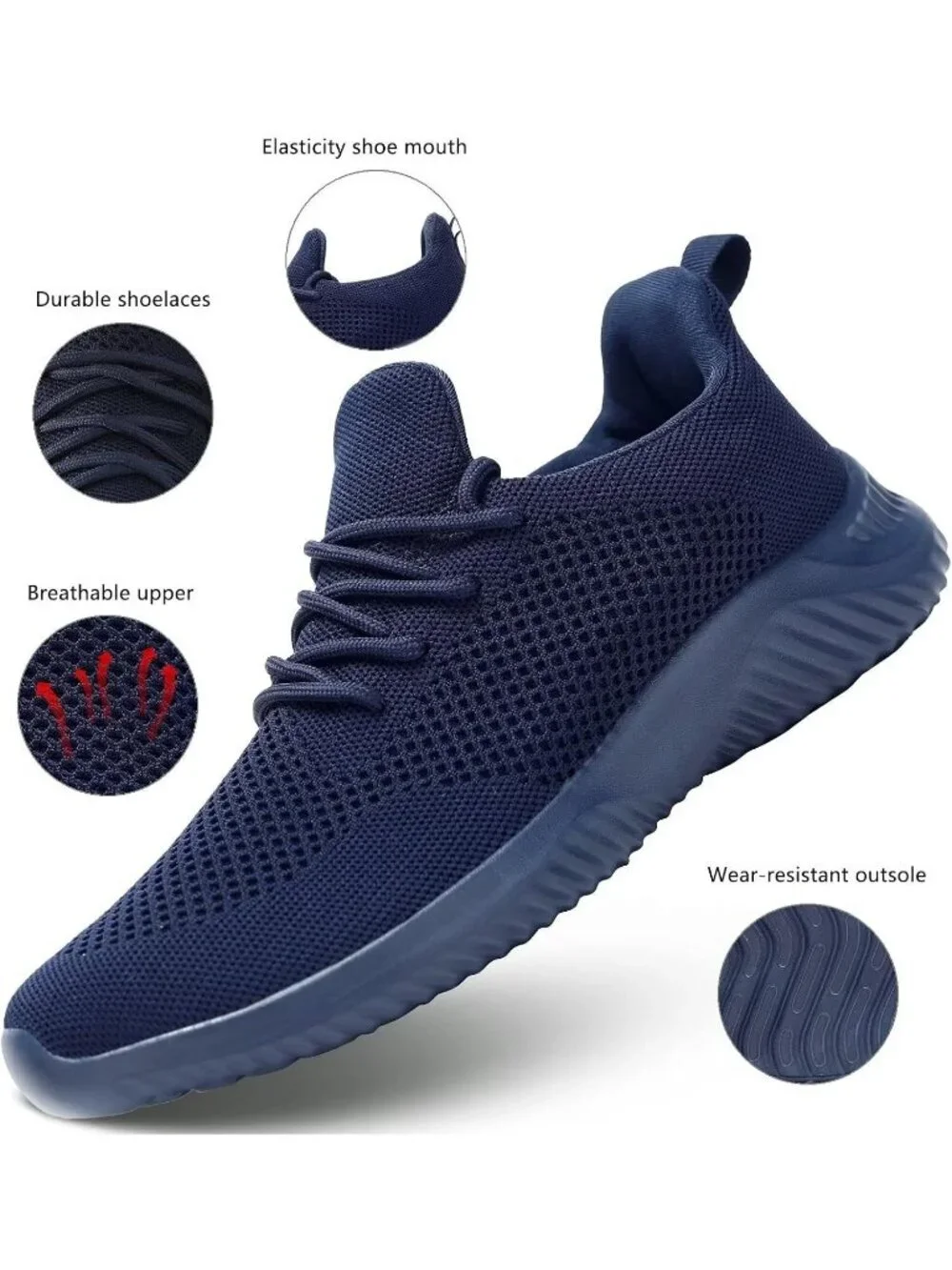 Men's Blue Mesh Ultra Light Breathable Casual Fashion Slip on Walking Sneaker